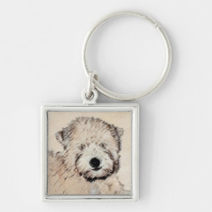 Soft Coated Wheaten Terrier Painting Original Art Key Ring