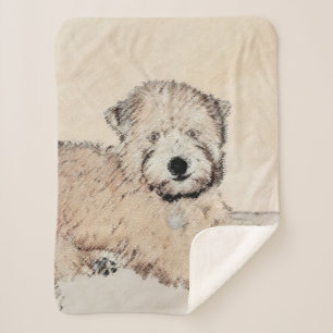 Soft Coated Wheaten Terrier Painting Original Art Sherpa Blanket