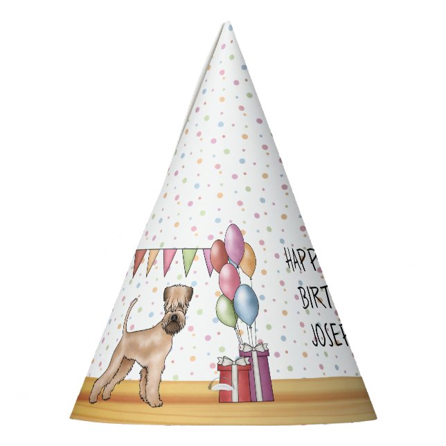 Soft-Coated Wheaten Terrier Pastel Happy Birthday Party Hat (Left)
