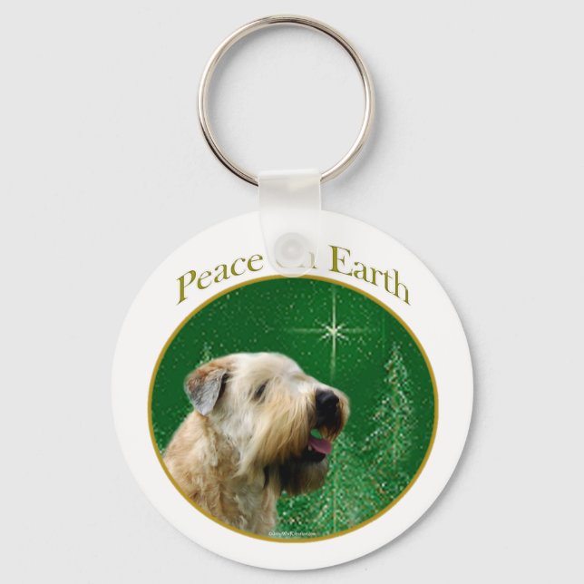 Soft Coated Wheaten Terrier Peace Key Ring (Front)