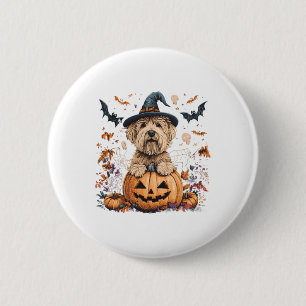 Soft Coated Wheaten Terrier Pumpkin Halloween Than 6 Cm Round Badge