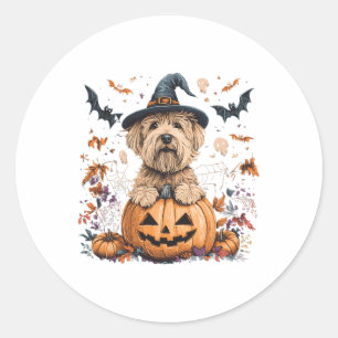 Soft Coated Wheaten Terrier Pumpkin Halloween Than Classic Round Sticker