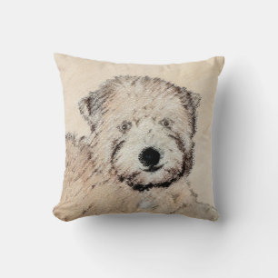 Soft-Coated Wheaten Terrier Puppy Painting Dog Art Cushion