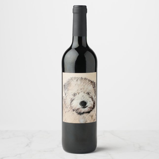 Soft-Coated Wheaten Terrier Puppy Painting Dog Art Wine Label (Front)