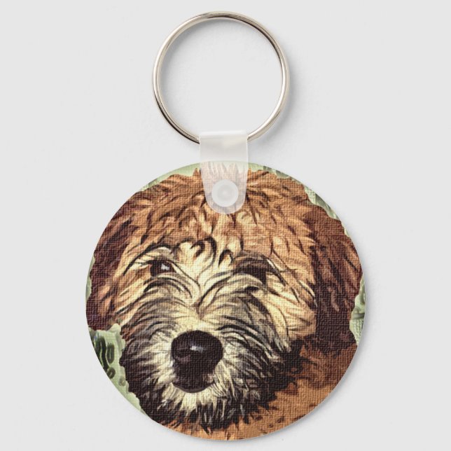 Soft-Coated Wheaten Terrier Puppy with Wet Face Key Ring (Front)