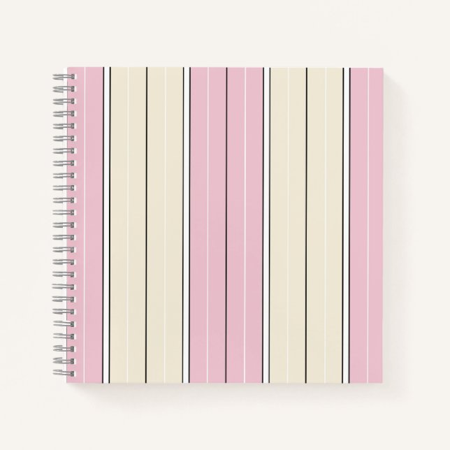 Soft Color Vertical Stripe Pattern Design Notebook (Front)