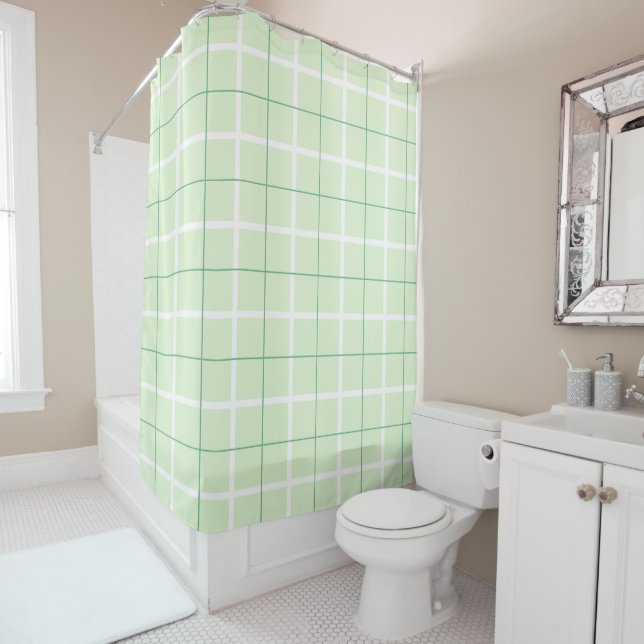 Soft Color Vertical Stripe Pattern Point Design Shower Curtain (In Situ)
