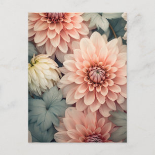 soft colored dahlia flower head postcard