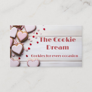 soft colored heart shaped cookies bakery  business card