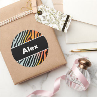 Soft Colorful Pastel Zebra Stripes Classic Round Sticker