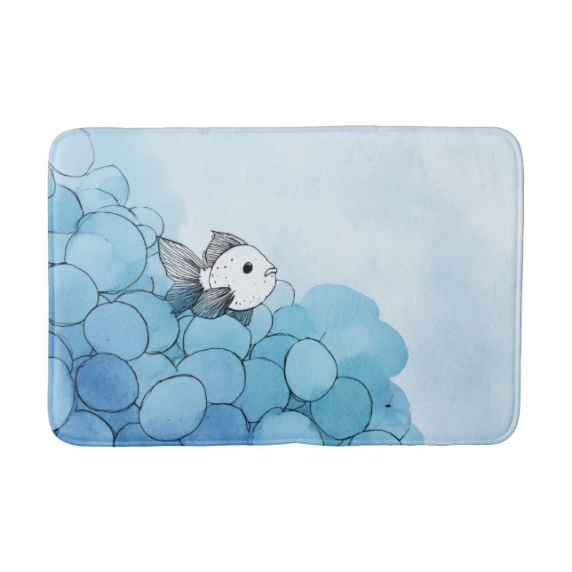 Soft colors. Sweet fish. Happy feet. Bath Mat (Front)