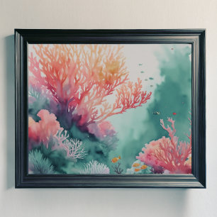 Soft Colors Underwater Coral Reef 5:4 Poster