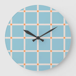 Soft Colour Grid Pattern with Warm Accent Minimal Large Clock
