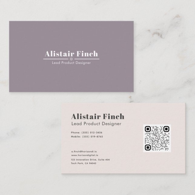 Soft Colour | Modern Elegant Minimalist QR Code Bu Business Card (Front/Back)