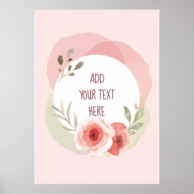 SOFT COLOUR PINK AND GREEN FLORAL CUSTOM POSTER (Front)