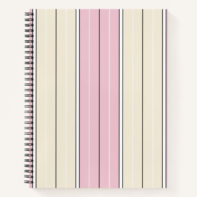Soft Colour Vertical Stripe Pattern Design Notebook (Front)