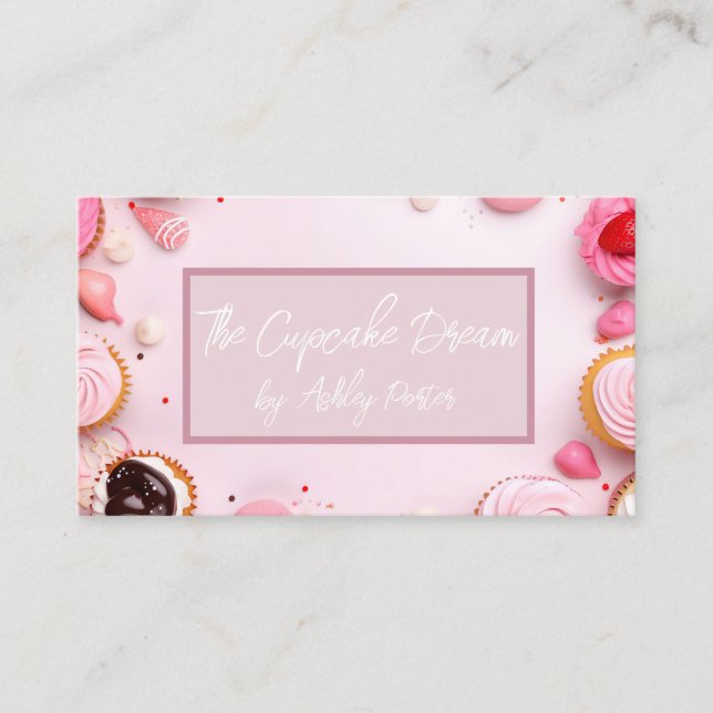 soft coloured cupcakes and sweets bakery  business card (Front)