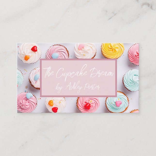 soft coloured cupcakes bakery  business card (Front)