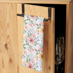 Soft Coloured Flower Pattern Kitchen Towel