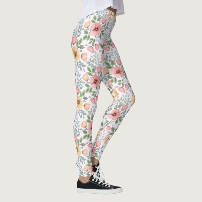 Soft Coloured Flower Pattern Leggings (Right)