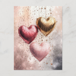 Soft coloured glitter Hearts  Valentine's Greeting Postcard