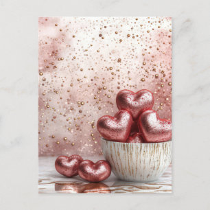 Soft coloured glitter Hearts Valentine's Greeting Postcard