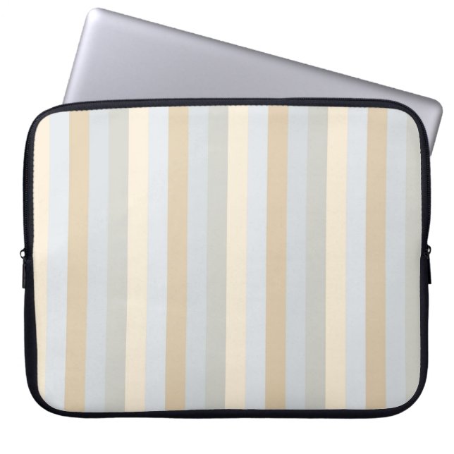 Soft Coloured Greys Vertical Stripes Laptop Sleeve (Front)