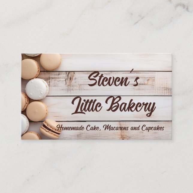 soft coloured macarons bakery  business card (Front)