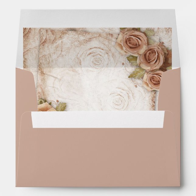 Soft Coloured Roses Wedding  Envelope (Back (Bottom))