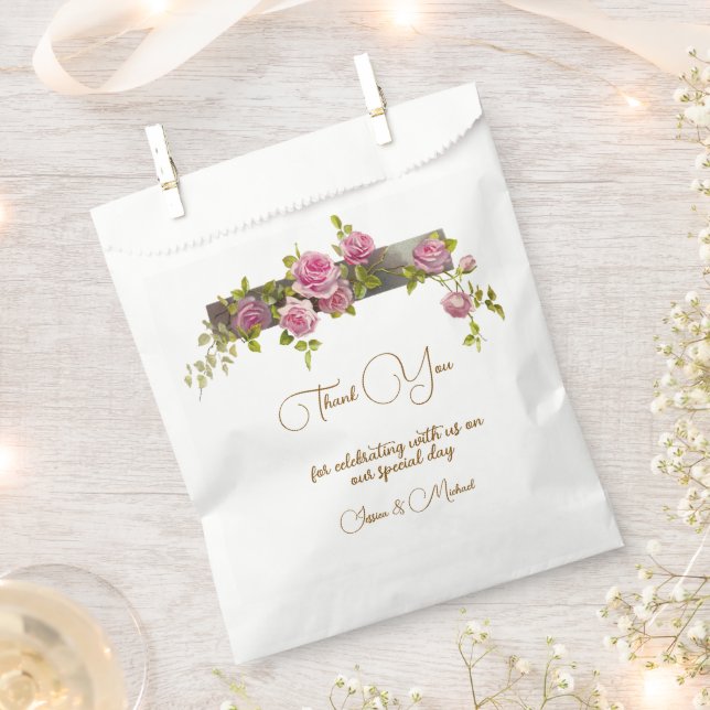 Soft Coloured Roses Wedding  Favour Bags (Clipped)
