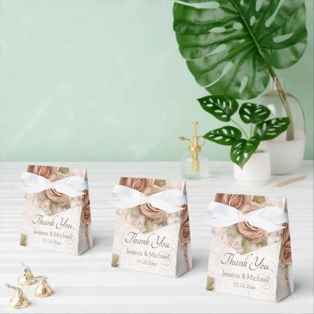 Soft Coloured Roses Wedding Favour Box (Multiple)