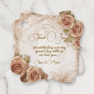 Soft Coloured Roses Wedding Favour Tags