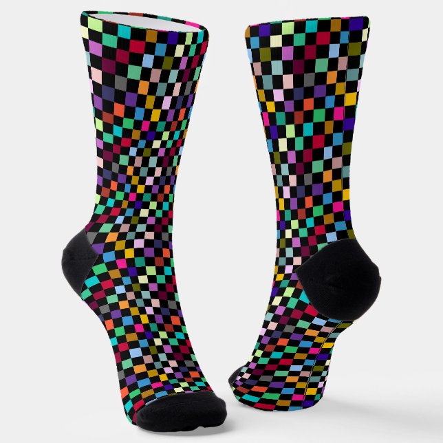 Soft Colourful Chequered Pattern Design Socks (Angled)