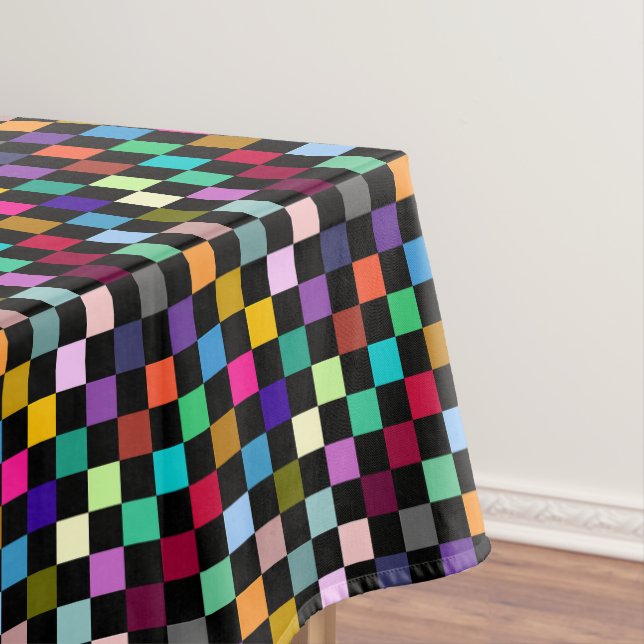 Soft Colourful Chequered Pattern Design Tablecloth (In Situ)