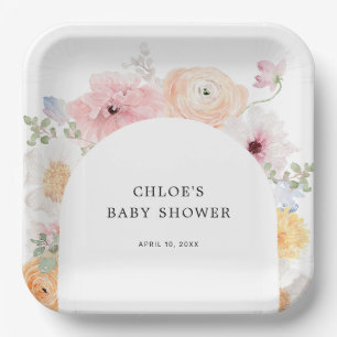Soft Colourful Pastel Floral Arch Paper Plate