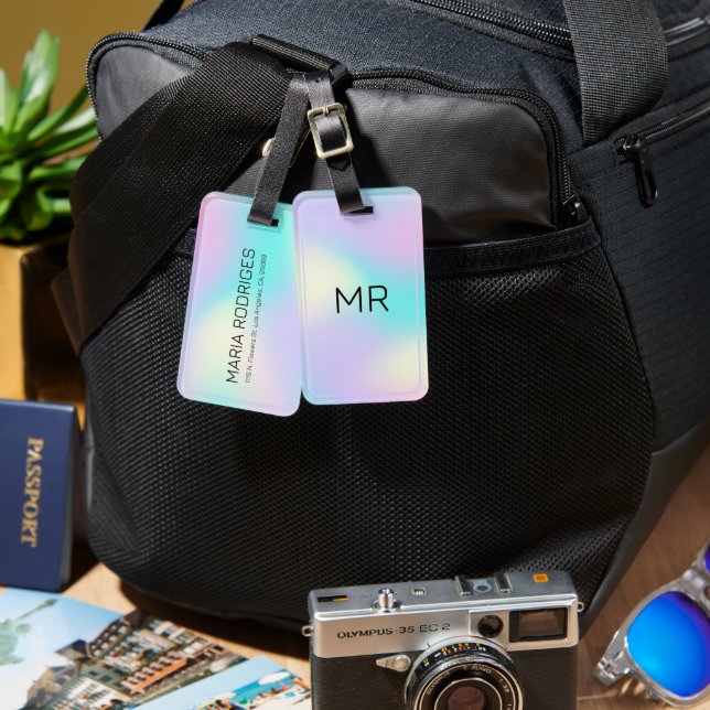Soft colours holographic background 2 luggage tag (Front & Back)