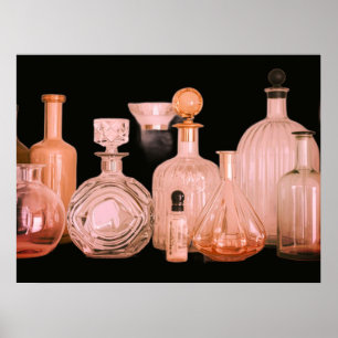 Soft Colours On Retro Perfume Bottles On a Wall Poster