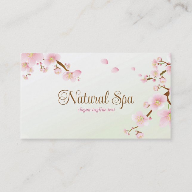 Soft Colours Pink Cherry Blossom Natural Spa Business Card (Front)