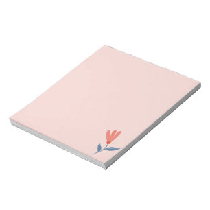 Soft Coral Blooms and Blue Leaves Pattern Notepad