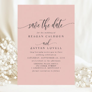 Soft Coral Elegant Calligraphy Save The Date