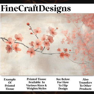 Soft Coral Flowers & Blossoms BP8B Decoupage Tissue Paper