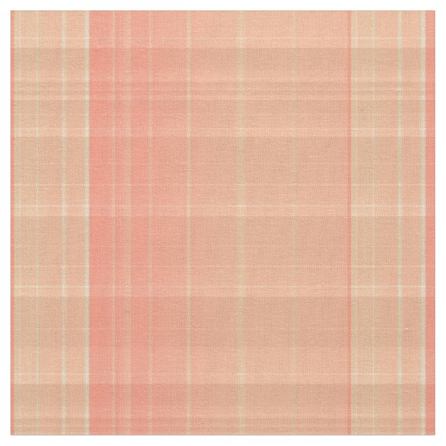 Soft Coral Peach Plaid Fabric Pattern (Close Up)