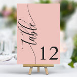 Soft Coral Pink Modern Calligraphy Wedding Table Number<br><div class="desc">Guide your guests to their seats with these chic elegant soft coral pink wedding table numbers. Featuring a minimalist design with modern calligraphy, these table numbers add a touch of sophistication to your wedding reception. The soft background and clean, elegant typography ensure easy readability while enhancing your wedding decor. Perfect...</div>