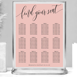 Soft Coral Pink Simple Wedding Seating Chart