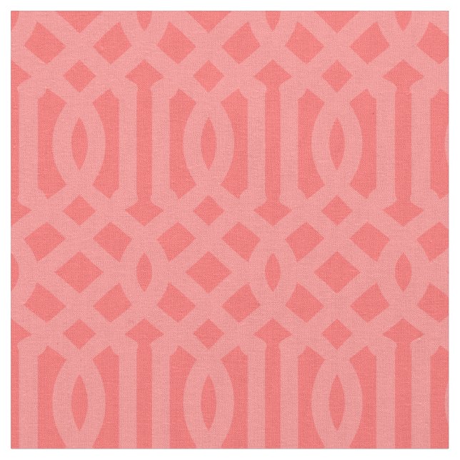 Soft Coral Trellis Fabric (Close Up)