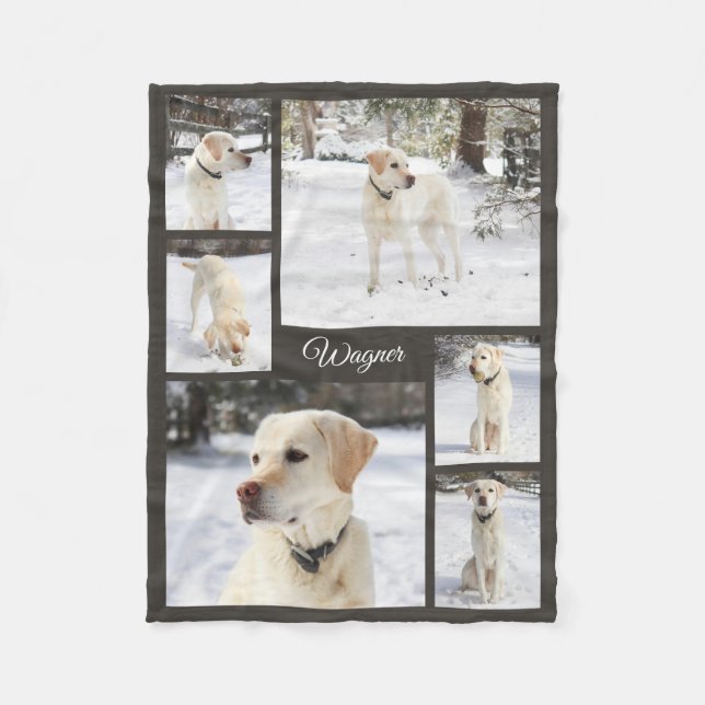 Soft cosy pet photo collage black fleece blanket (Front)