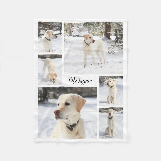 Soft cosy pet photo collage white fleece blanket (Front)