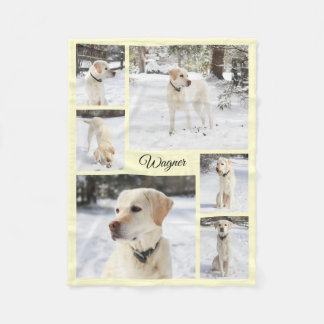Soft cosy pet photo collage yellow fleece blanket