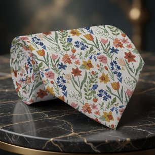 Soft Cottage Garden Floral Tie