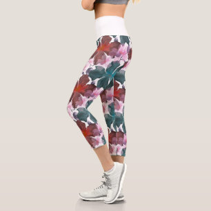 Soft Cottagecore Floral Pattern Pastel Aesthetic Capri Leggings